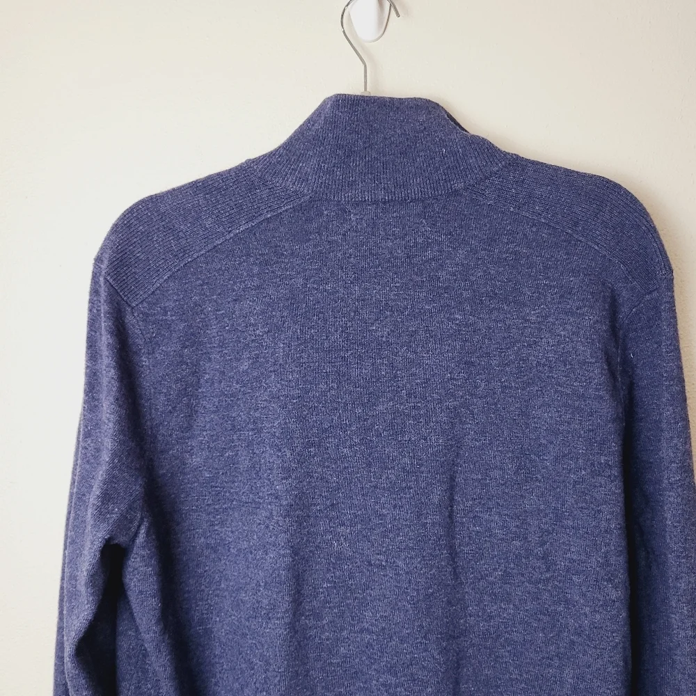 Banana Republic Quarter Zip Pull Over Men's Size Large Navy Blue‎ Merino Wool
